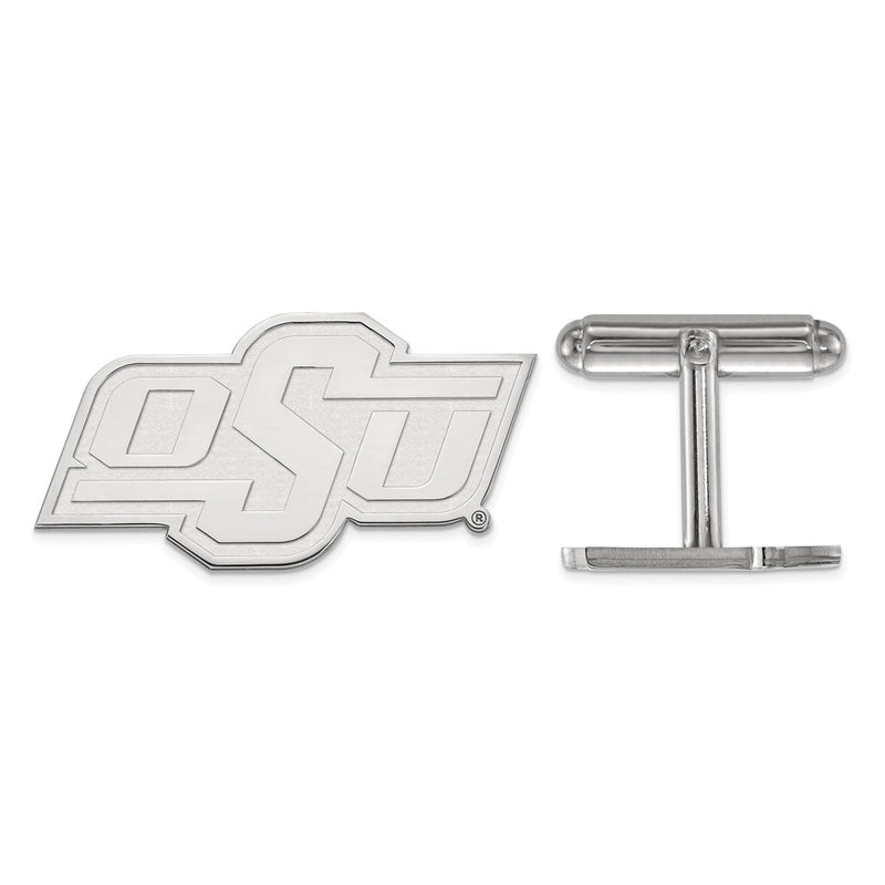 Sterling Silver Rhod-Pltd Logoart Oklahoma State University Cuff Links