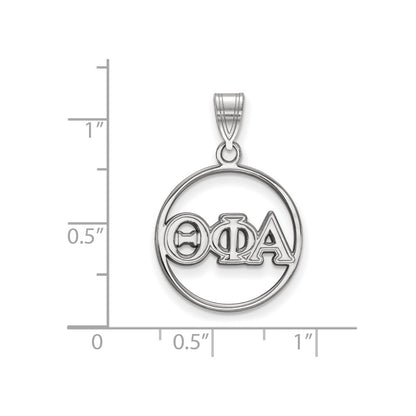 Sterling Silver Rhodium Plated Logoart Theta Phi Alpha Sorority Greek Letters Medium Circle Pendant