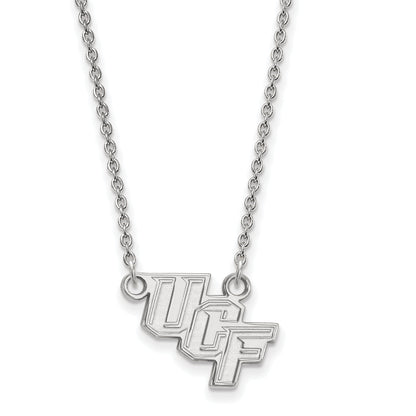 Sterling Silver Rhodium Plated Logoart University Of Central Florida U C F Small Pendant 18 Inch Necklace