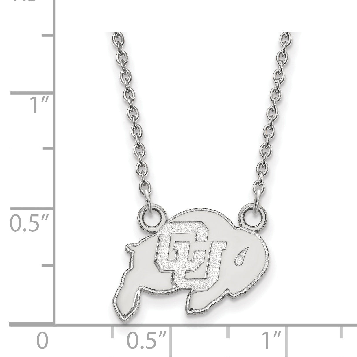 10K White Gold Logoart University Of Colorado Buffalo Small Pendant 18 Inch Necklace