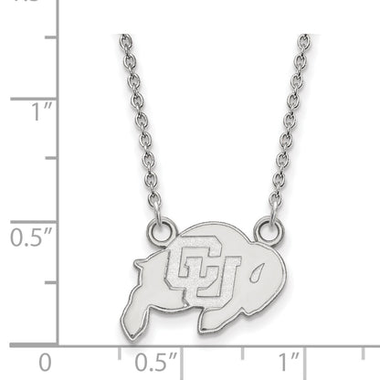 10K White Gold Logoart University Of Colorado Buffalo Small Pendant 18 Inch Necklace