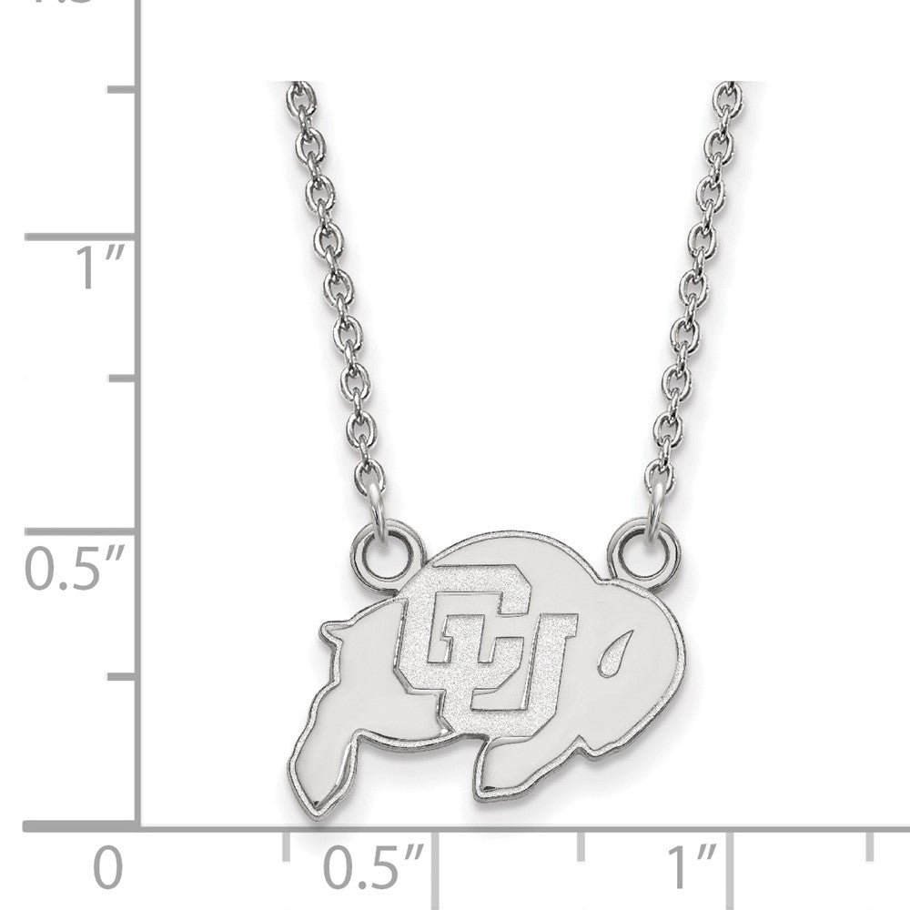 10K White Gold Logoart University Of Colorado Buffalo Small Pendant 18 Inch Necklace