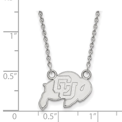 10K White Gold Logoart University Of Colorado Buffalo Small Pendant 18 Inch Necklace