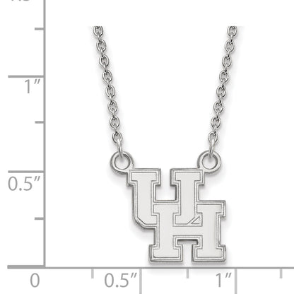 10K White Gold Logoart University Of Houston U H Small Pendant 18 Inch Necklace