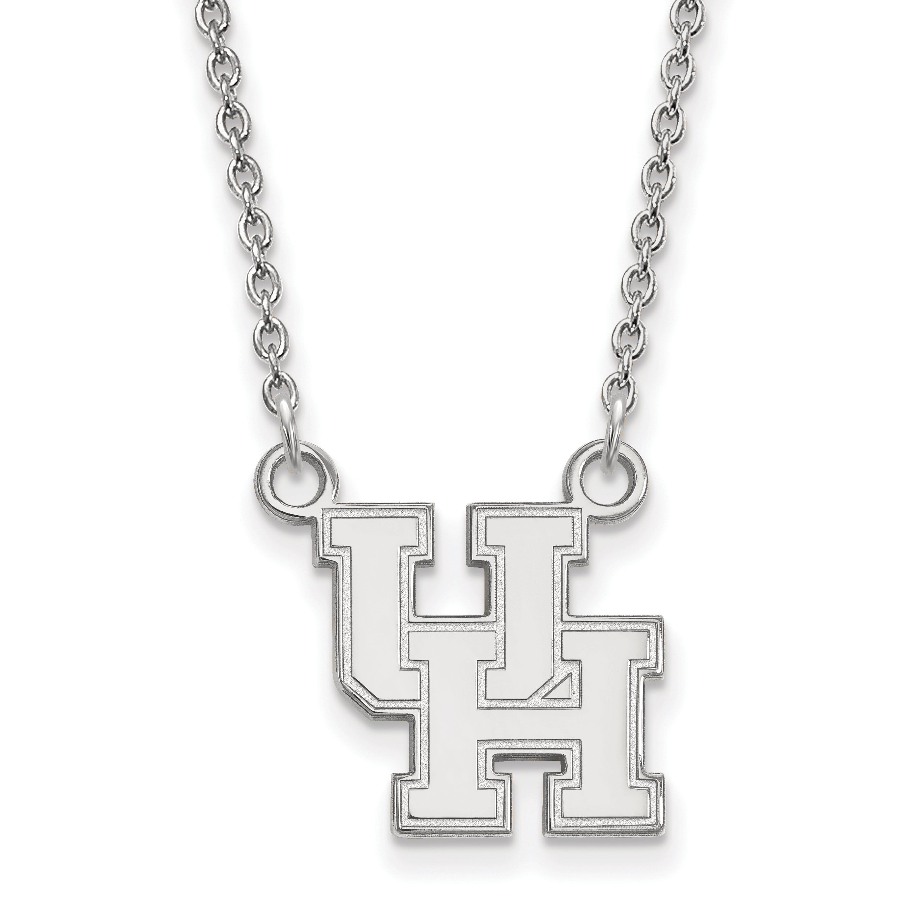 10K White Gold Logoart University Of Houston U H Small Pendant 18 Inch Necklace