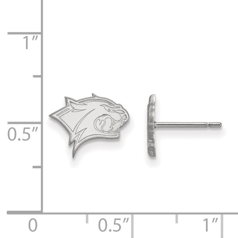 Sterling Silver Rhodium Plated Logoart University Of New Hampshire Wildcat Extra Small Post Earrings