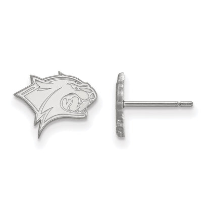 Sterling Silver Rhodium Plated Logoart University Of New Hampshire Wildcat Extra Small Post Earrings
