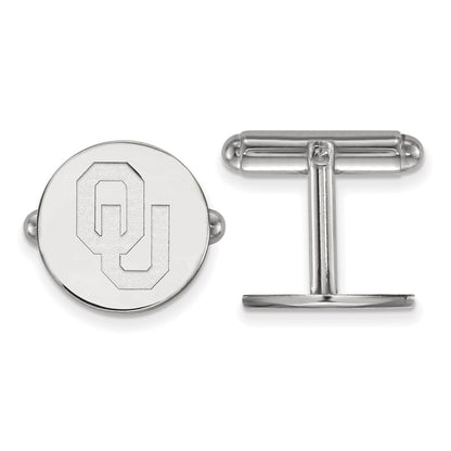 Sterling Silver Rhod-Pltd Logoart University of Oklahoma Cuff Links