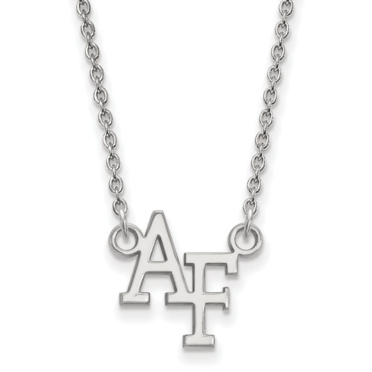 10K White Gold Logoart United States Air Force Academy A F Small Pendant 18 Inch Necklace