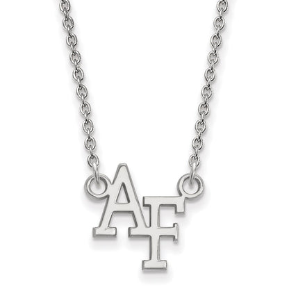 Sterling Silver Rhodium Plated Logoart United States Air Force Academy A F Small Pendant 18 Inch Necklace