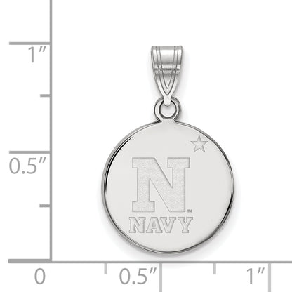 10K White Gold Logoart Us Naval Academy Medium Disc Pendant