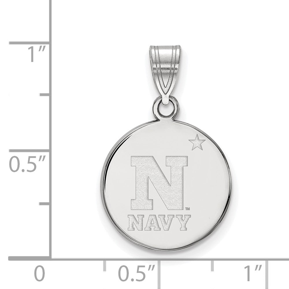 Sterling Silver Rhodium Plated Logoart Us Naval Academy Medium Disc Pendant