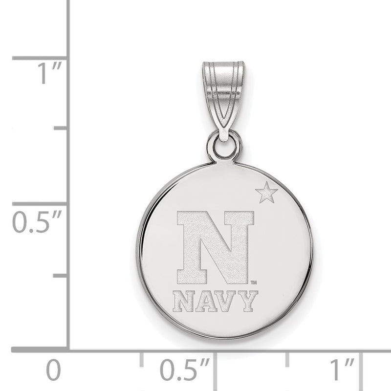 Sterling Silver Rhodium Plated Logoart Us Naval Academy Medium Disc Pendant