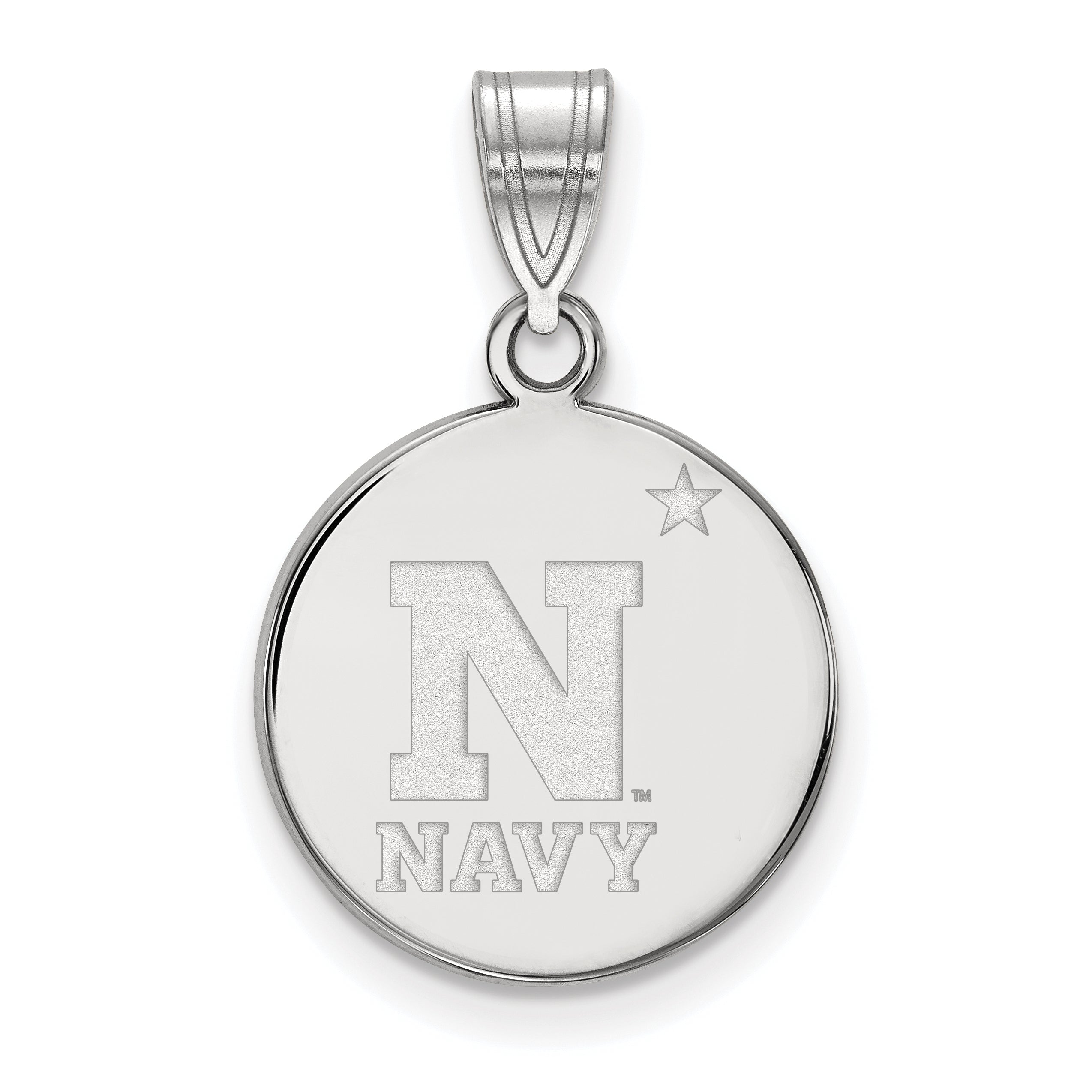 10K White Gold Logoart Us Naval Academy Medium Disc Pendant