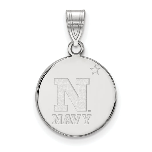 10K White Gold Logoart Us Naval Academy Medium Disc Pendant