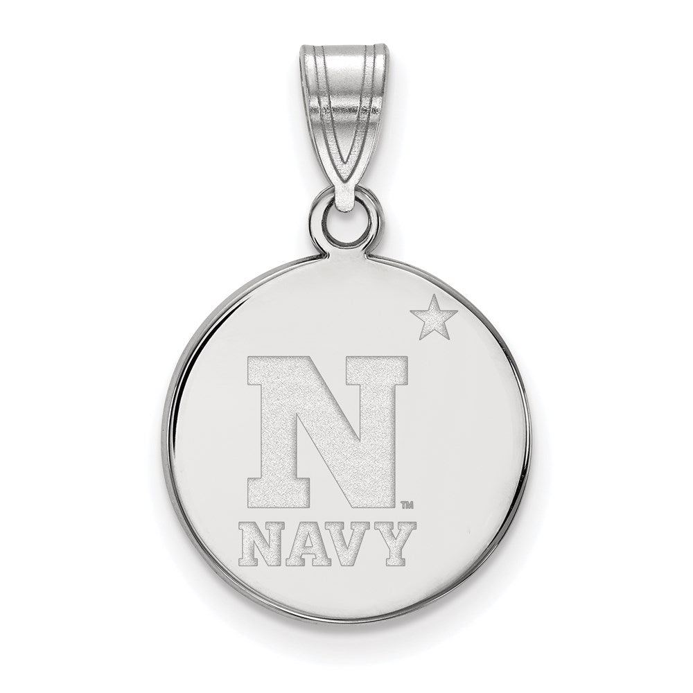 10K White Gold Logoart Us Naval Academy Medium Disc Pendant