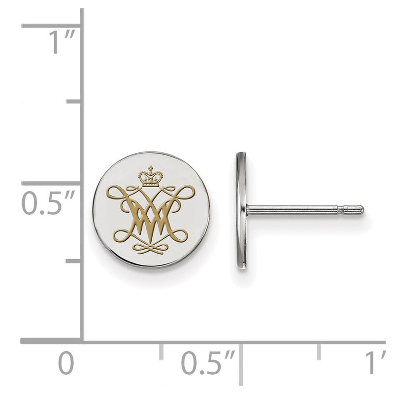 Sterling Silver Rhodium Plated Logoart College Of William And Mary Extra Small Enameled Disc Earrings