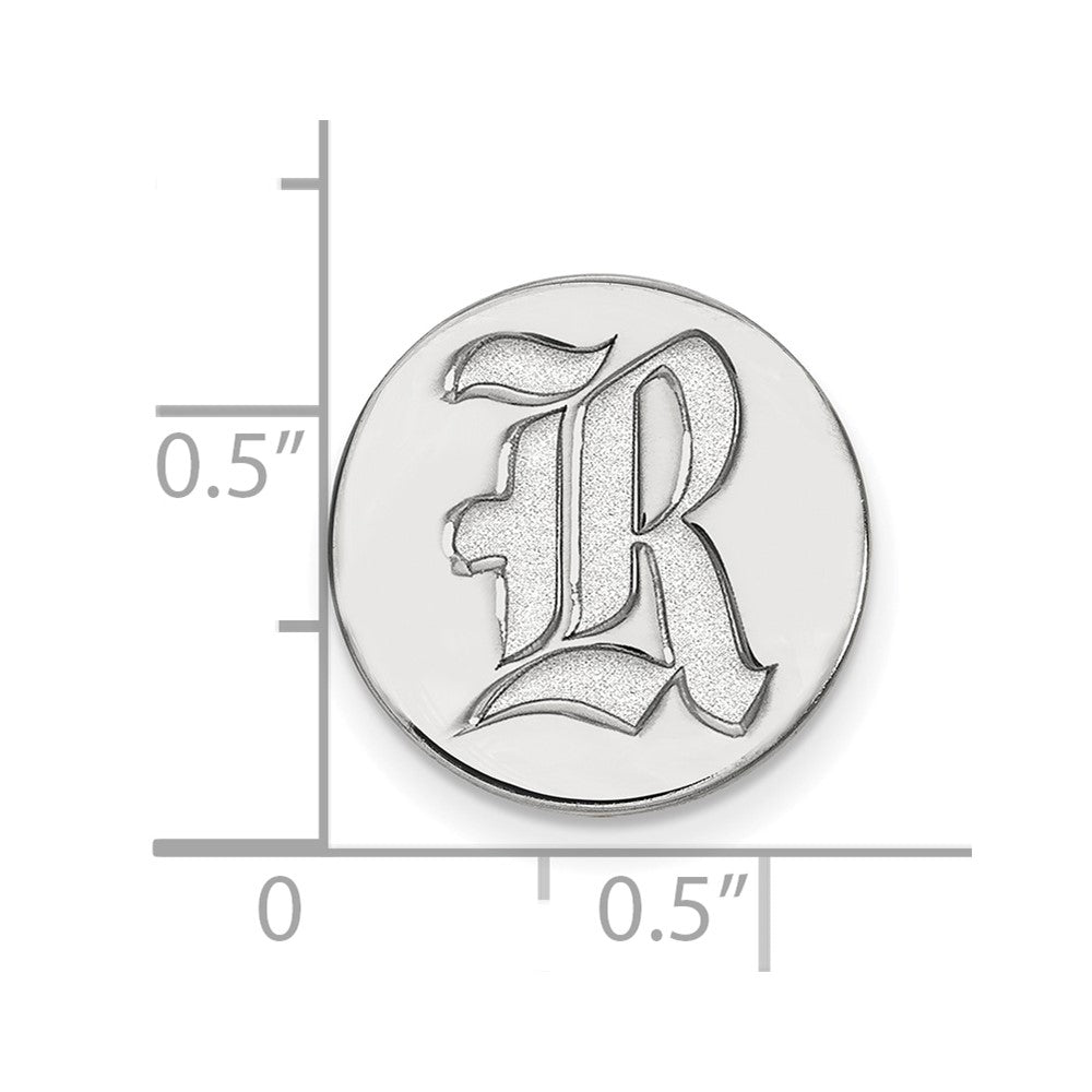 14K White Gold LogoArt Rice University Letter R Lapel Pin