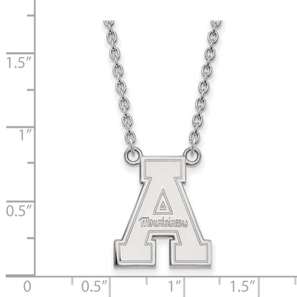 14K White Gold Logoart Appalachian State University Large Pendant 18 Inch Necklace