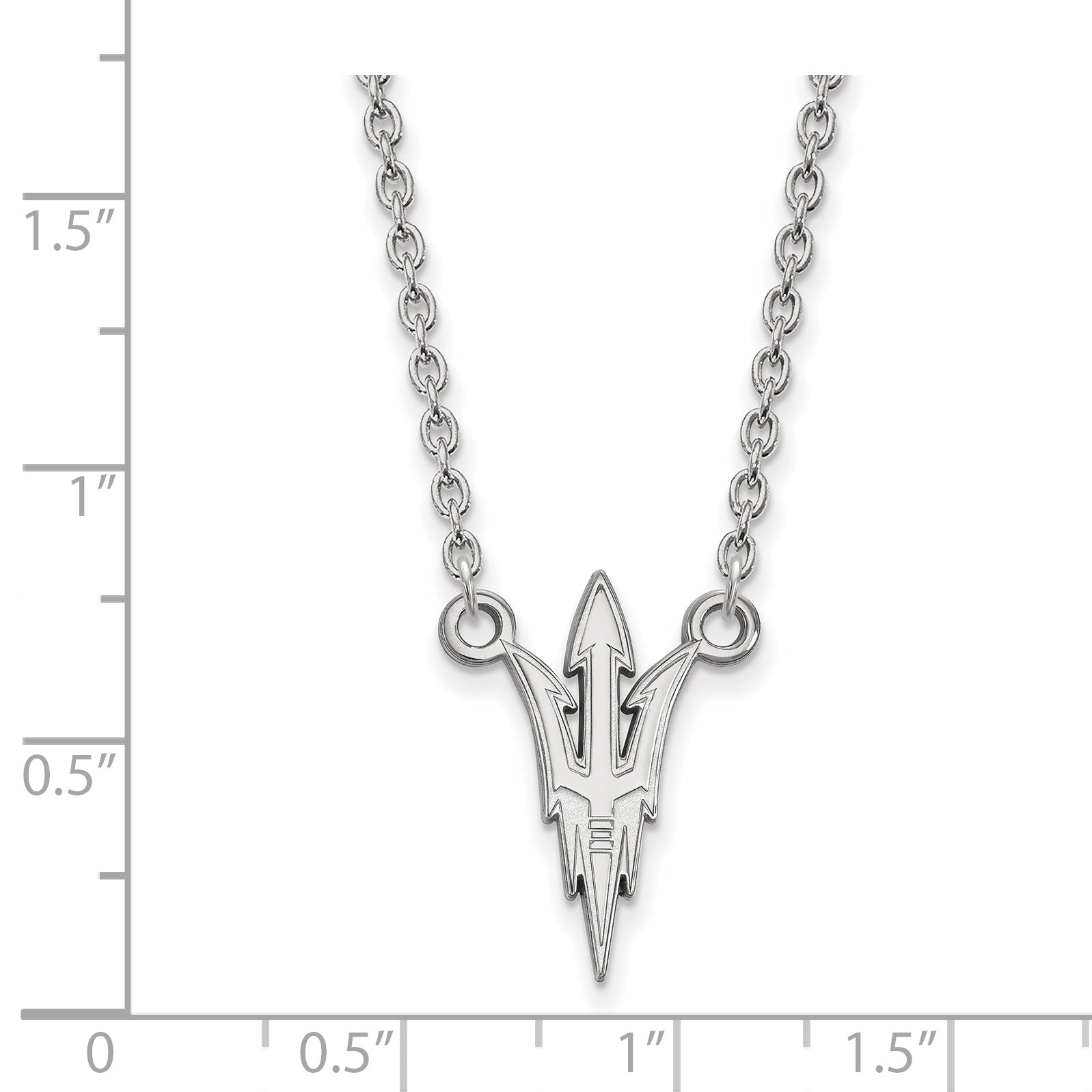 10K White Gold Logoart Arizona State University Pitchfork Large Pendant 18 Inch Necklace