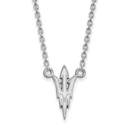 10K White Gold Logoart Arizona State University Pitchfork Large Pendant 18 Inch Necklace