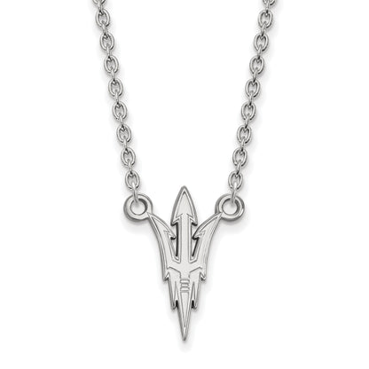 10K White Gold Logoart Arizona State University Pitchfork Large Pendant 18 Inch Necklace