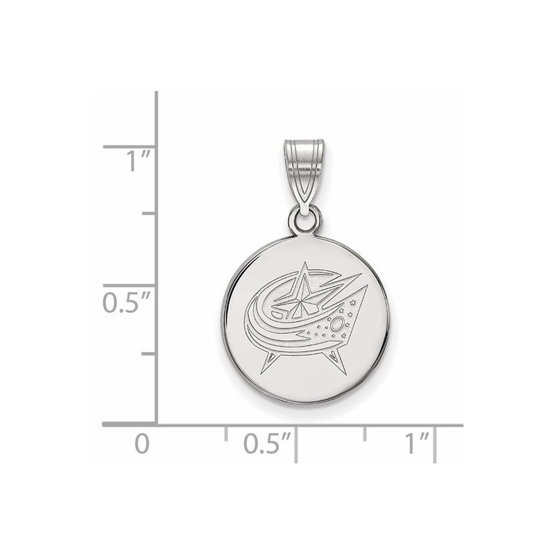Sterling Silver Rhodium Plated Nhl Logoart Columbus Blue Jackets Medium Disc Pendant