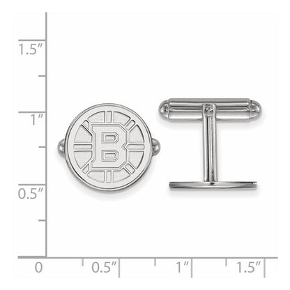 Sterling Silver Rhodium-Plated Nhl Logoart Boston Bruins Cuff Links