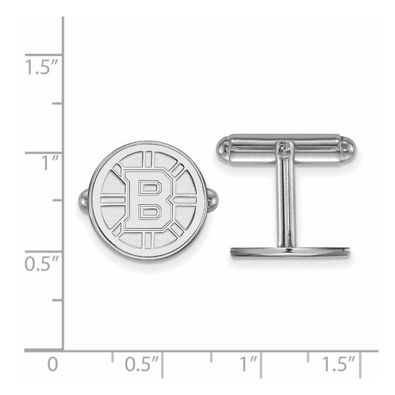 Sterling Silver Rhodium-Plated Nhl Logoart Boston Bruins Cuff Links