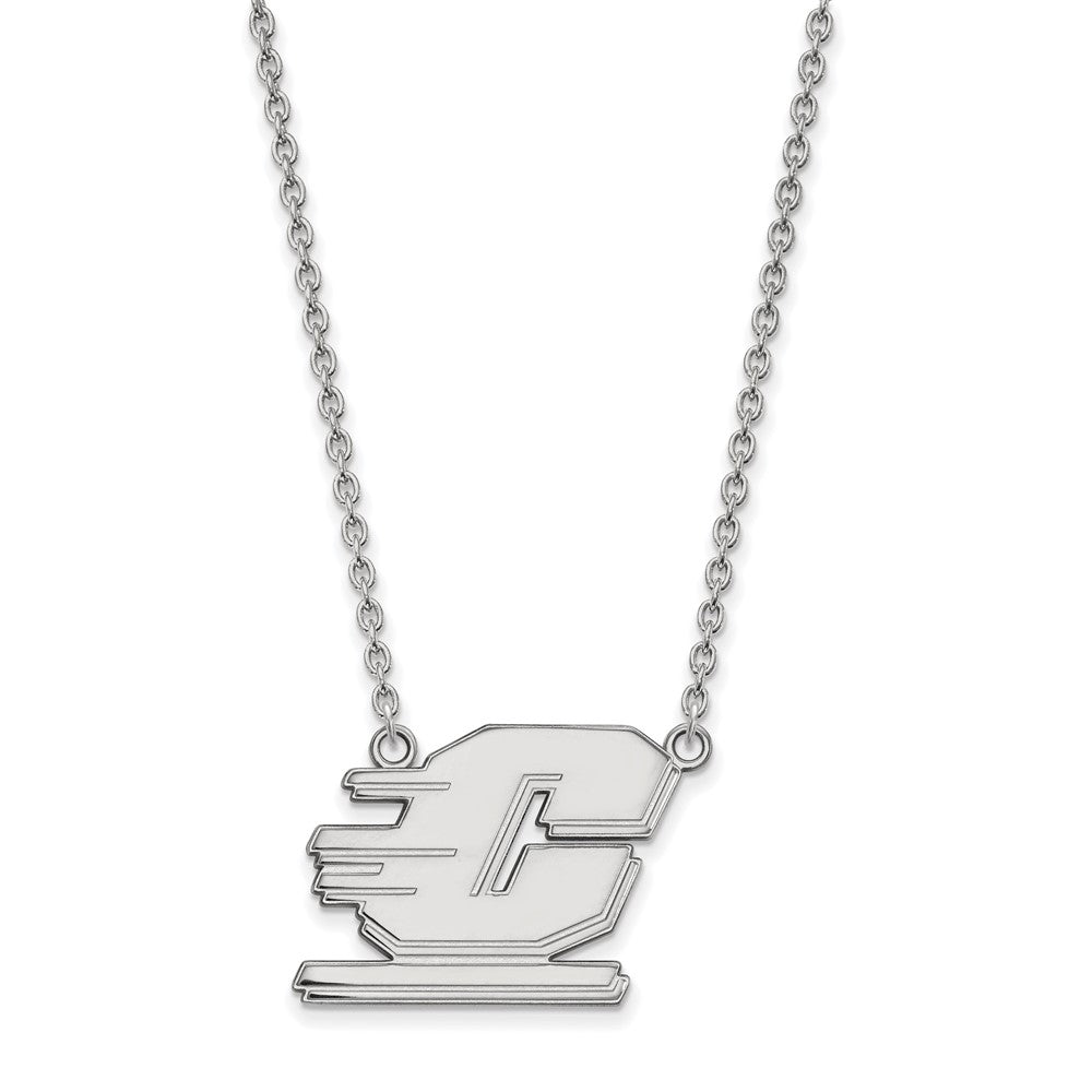 10K White Gold Logoart Central Michigan University Letter C Large Pendant 18 Inch Necklace