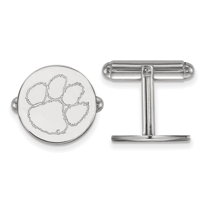 Sterling Silver Rhod-Pltd Logoart Clemson University Cuff Links