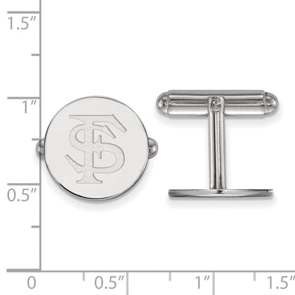 Sterling Silver Rhod-Pltd Logoart Florida State University F-S Cuff Links