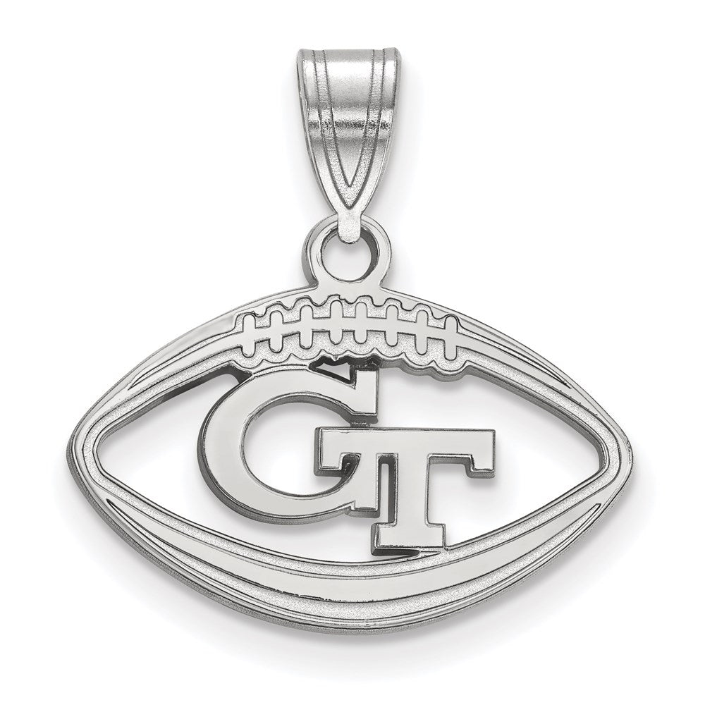 Sterling Silver Rhodium Plated Logoart Georgia Institute Of Technology G T Football Pendant
