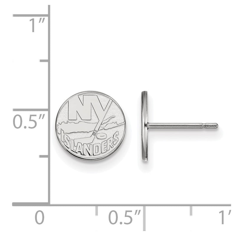 Sterling Silver Rhodium Plated Nhl Logoart New York Islanders Extra Small Post Earrings