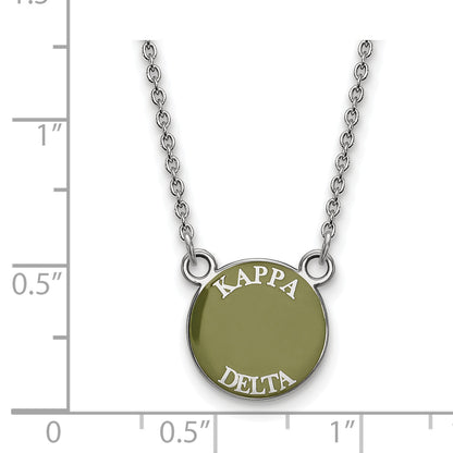 Sterling Silver Rhodium Plated Logoart Kappa Delta Sorority Text Small Color Enamel Pendant 18 Inch Necklace