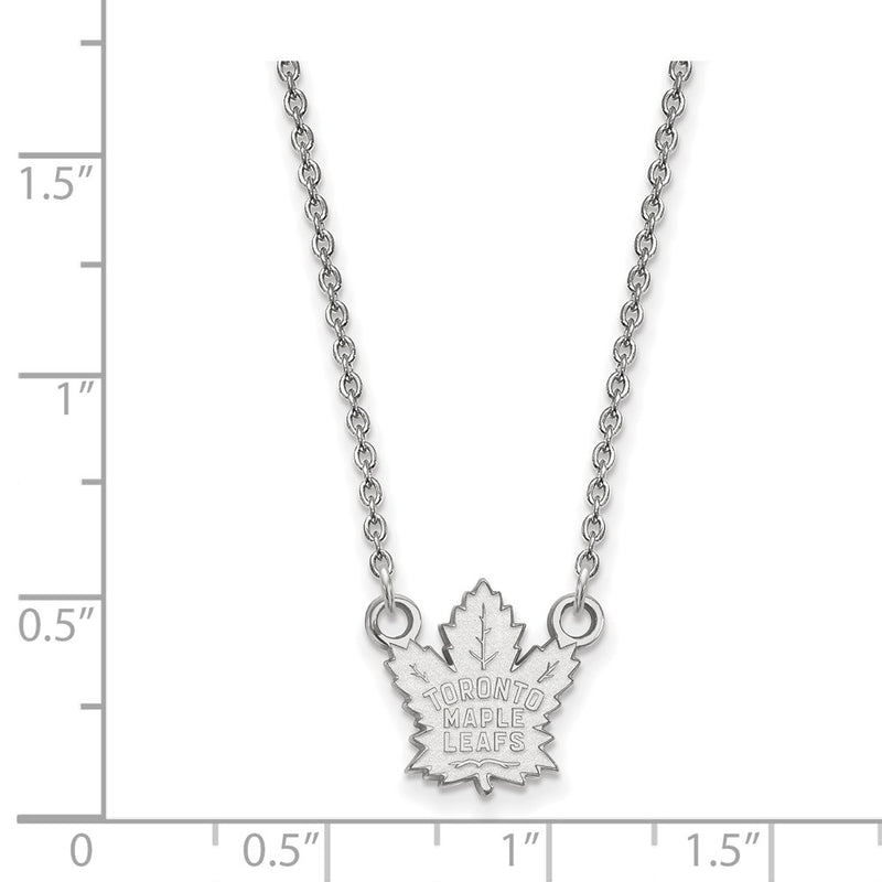 Sterling Silver Rhodium Plated Nhl Logoart Toronto Maple Leafs Small Pendant 18 Inch Necklace