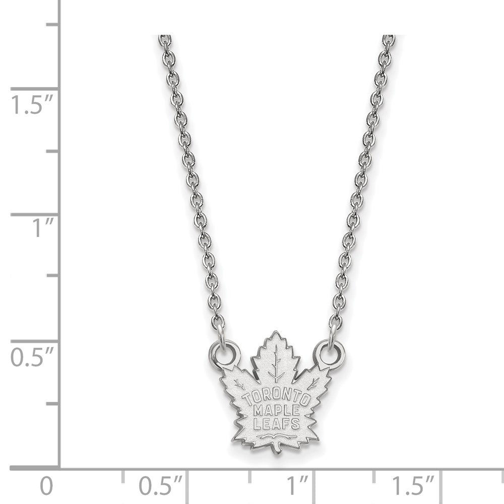 10K White Gold Nhl Logoart Toronto Maple Leafs Small Pendant 18 Inch Necklace
