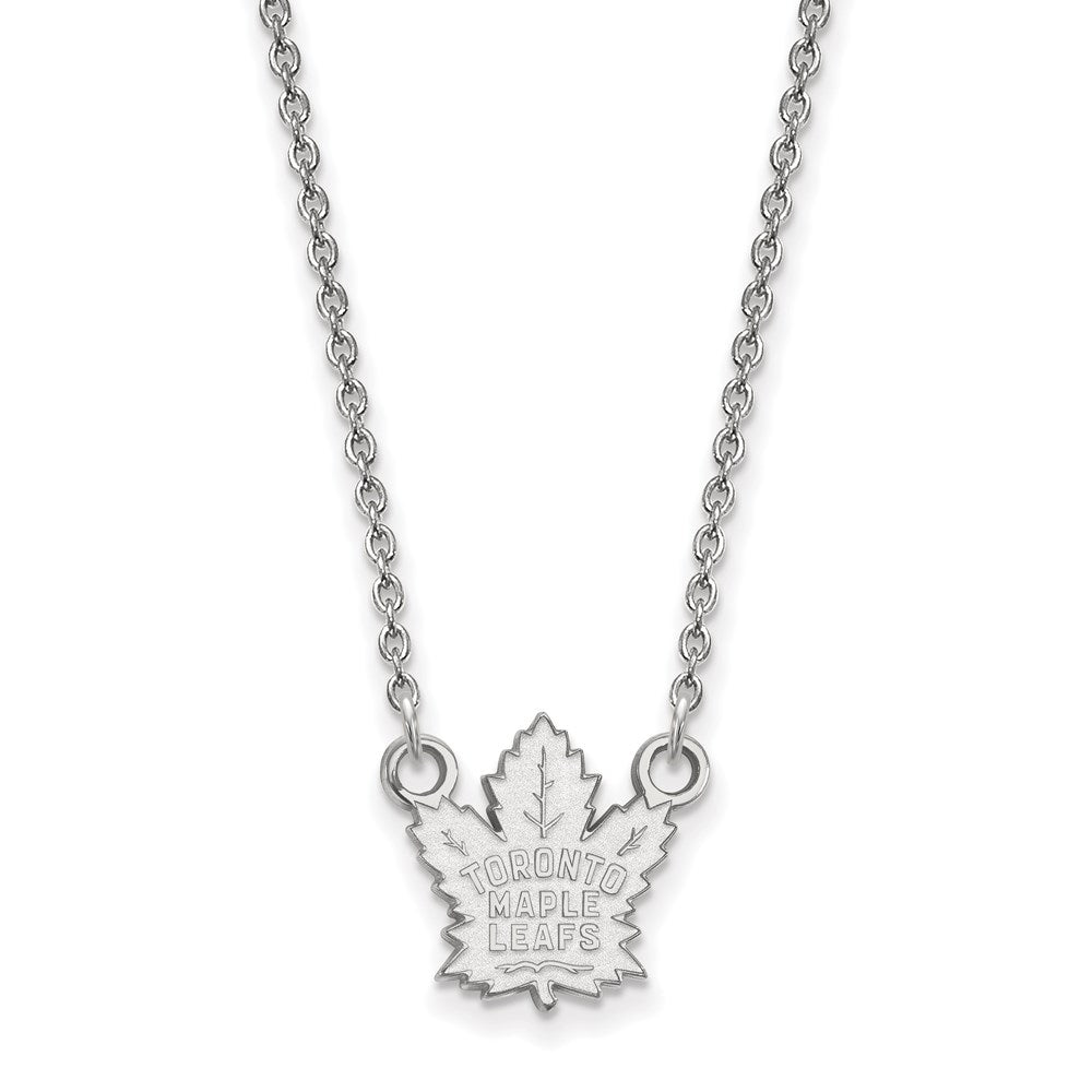14K White Gold Nhl Logoart Toronto Maple Leafs Small Pendant 18 Inch Necklace