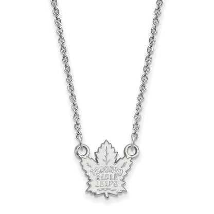14K White Gold Nhl Logoart Toronto Maple Leafs Small Pendant 18 Inch Necklace