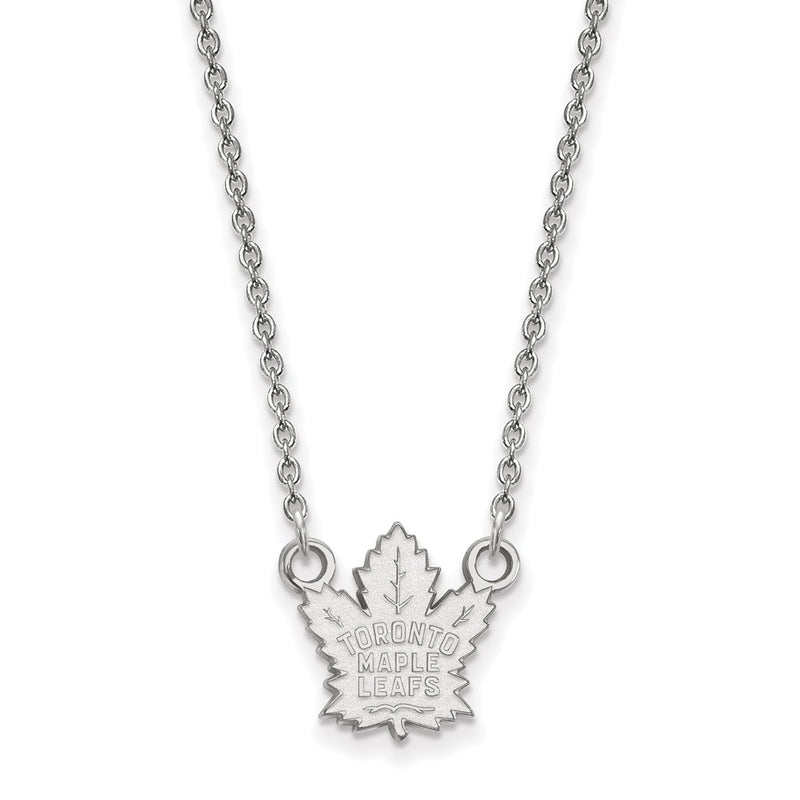14K White Gold Nhl Logoart Toronto Maple Leafs Small Pendant 18 Inch Necklace