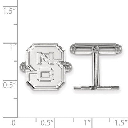 Sterling Silver Rhod-Pltd Logoart North Carolina State U. Cuff Links