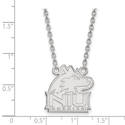 10K White Gold Logoart Northern Illinois University N I U Huskies Medium Pendant 18 Inch Necklace