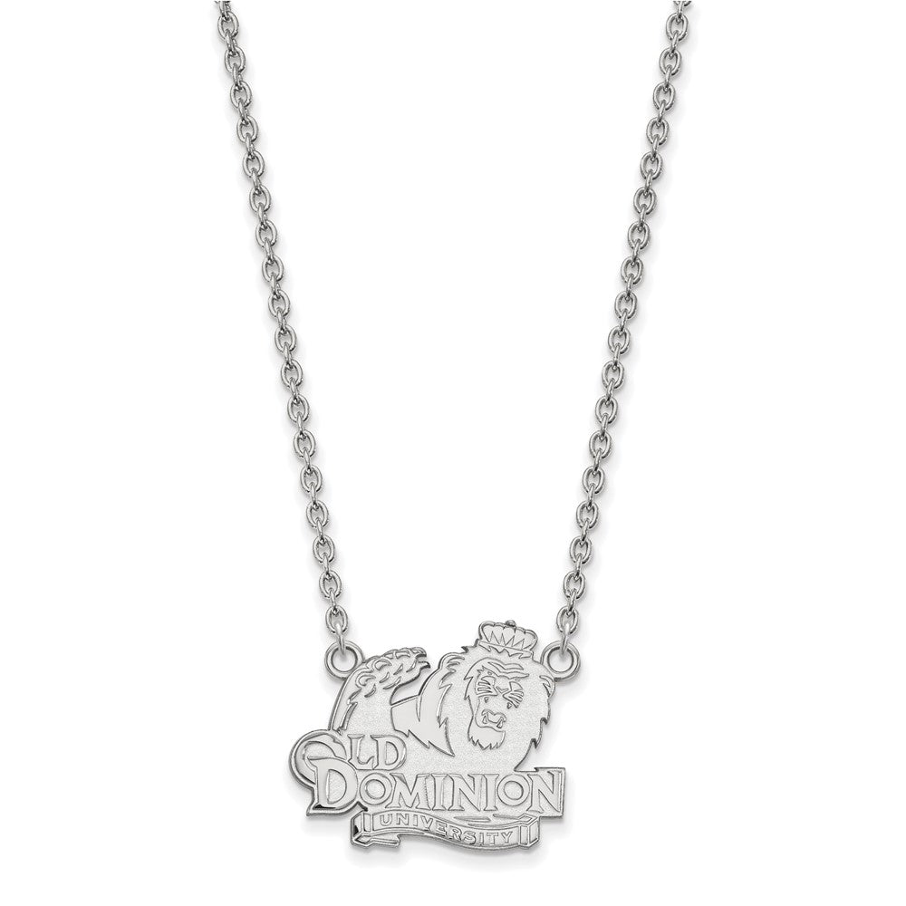 14K White Gold Logoart Old Dominion University Large Pendant 18 Inch Necklace