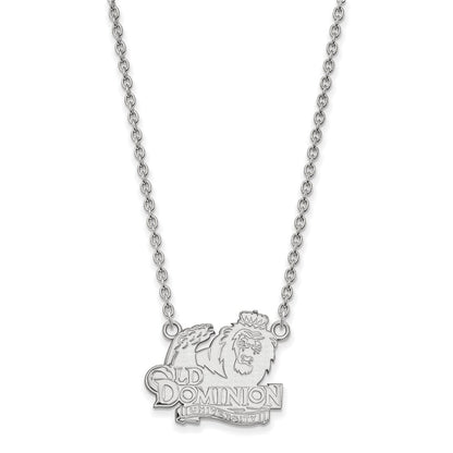 14K White Gold Logoart Old Dominion University Large Pendant 18 Inch Necklace