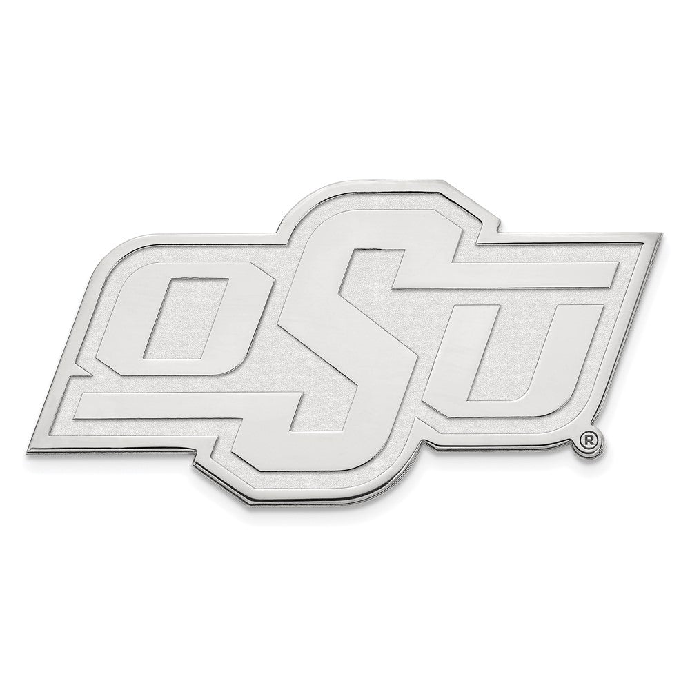 Sterling Silver Rh-P Logoart Oklahoma State University Black Leather Oval Key Ch
