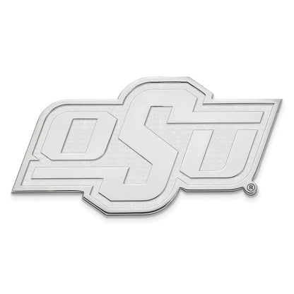 Sterling Silver Rh-P Logoart Oklahoma State University Black Leather Oval Key Ch