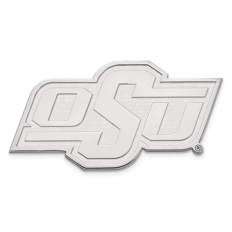Sterling Silver Rh-P Logoart Oklahoma State University Black Leather Oval Key Ch