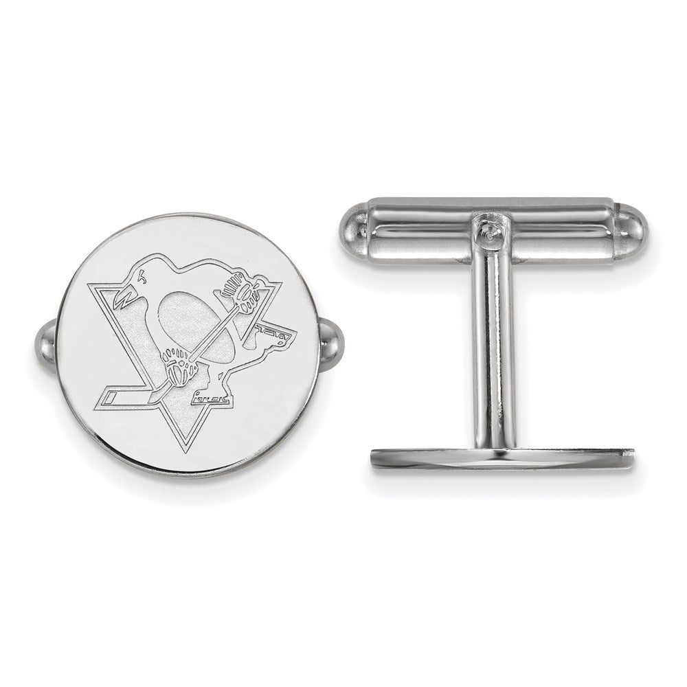 Sterling Silver Rhod-Pltd Nhl Logoart Pittsburgh Penguins Cuff Links