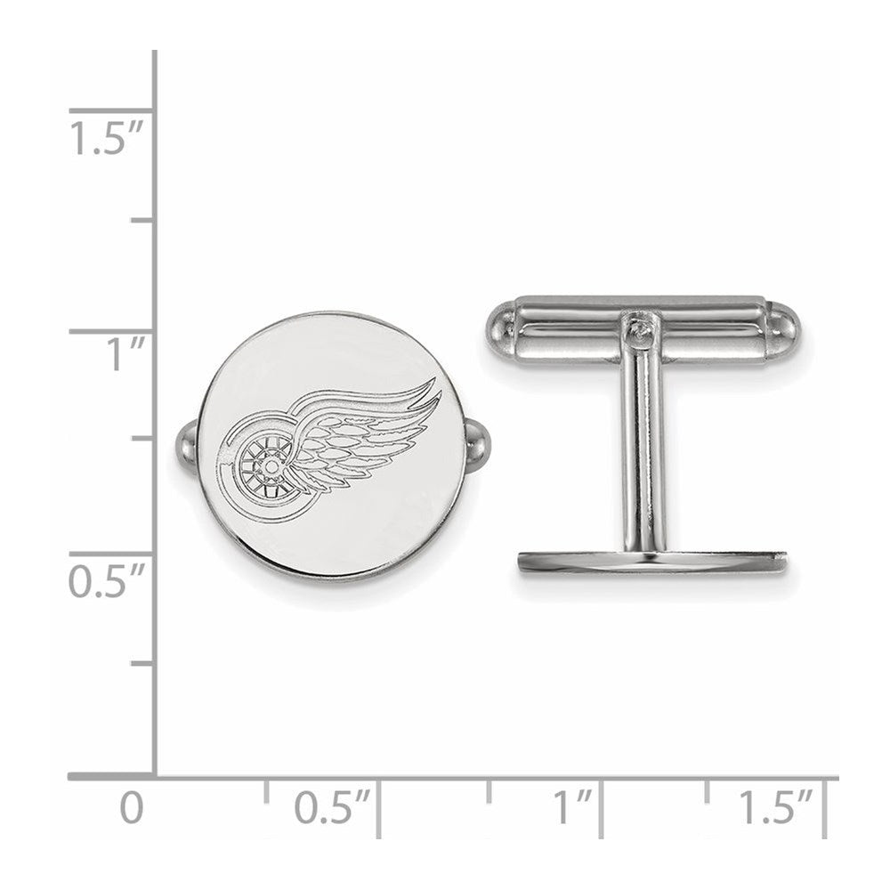 Sterling Silver Rhodium-Plated Nhl Logoart Detroit Red Wings Cuff Links