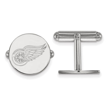 Sterling Silver Rhodium-Plated Nhl Logoart Detroit Red Wings Cuff Links